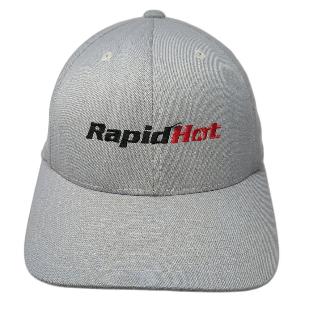 Richardson Baseball Cap Gray M Fitted RapidHot Embroidered Logo Curved Brim Hat